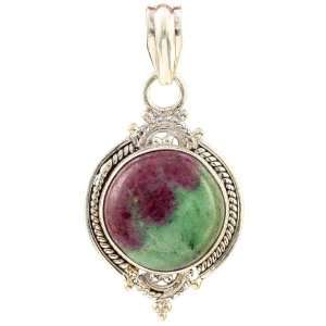  Ruby Zoisite Pendant   Sterling Silver 