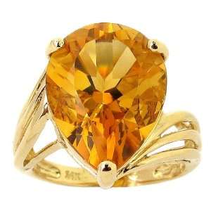   Large Pear Gemstone Cocktail Ring Citrine, size5.5 diViene Jewelry