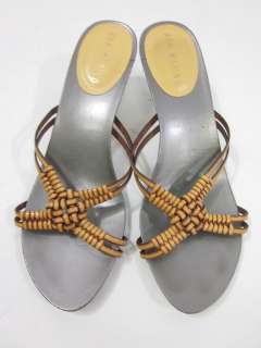 ANN MARINO Tan Wicker Woven Backless Sandals Sz 7  