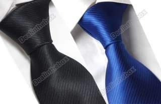 New Mens Solid Color Jacquard Woven Twill Stripe Tie Necktie 10 