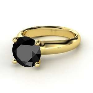    Bardot Ring, Round Black Diamond 14K Yellow Gold Ring Jewelry