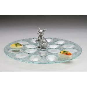  Arthur Court Designs Bunny Glass 18 Slot Deviled Egg 