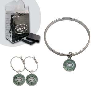   Specialties New York Jets Bracelet And Hoop Earring Set Sports