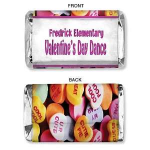  Candy Hearts Personalized Mini Candy Bar Wrapper   Qty 75 
