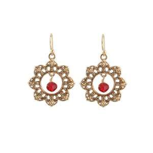  Bronzed By Barse Ruby Glass Dangle Earrings Jewelry