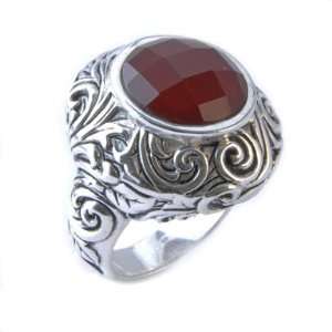  Bronzed By Barse Silver Overlay Faceted Carnelian Ring sz 