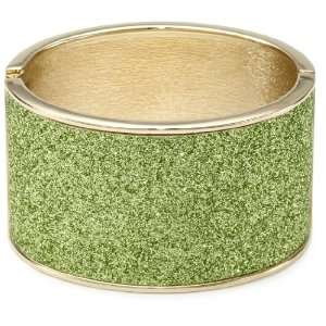 Betsey Johnson Rio Green Glitter Wide Bangle Bracelet