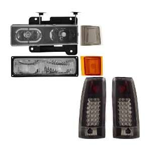88 98 Chevy Full Size Black LED Halo Headlights /w Signal & Side Maker 