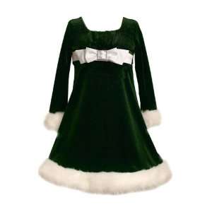  Green Velour Square Bow with Buckle Dress Size 5 
