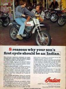 1974 Indian Mini Motorcycle Original Color Ad  