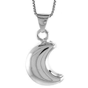  925 Sterling Silver Large Crescent Moon Pendant (NO Chain 