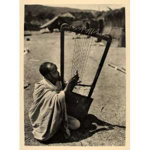  1930 Ethiopian Begena King Davids Harp Musician Africa 