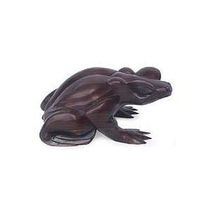  Wood statuette, Black Frog of Luck