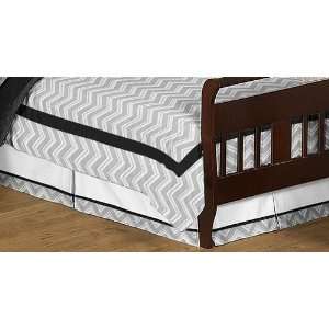 Black and Gray Zig Zag Bed Skirt for Crib and Toddler Bedding Sets by 
