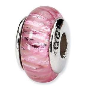   Metallic Pink Hand Blown Glass and .925 Sterling Silver Bead Jewelry