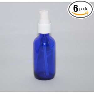  1 oz Cobalt Blue Boston Round Glass Bottle with Lotion 