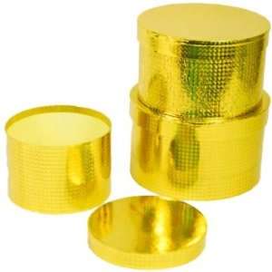  Round Gift Boxes 3/s Gold Classic 