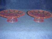 Pink Depression Glass Serving Plate, 2 Stands, 2 Candle  