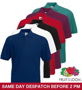 Fruit of The Loom Mens Polo T SHIRT ALL SIZES  