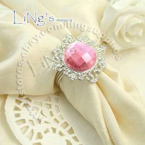 12 Pink Gem Napkin Rings Wedding Bridal Shower Favor  