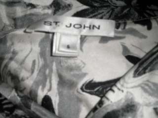 new wot st john silk black white floral top size 6