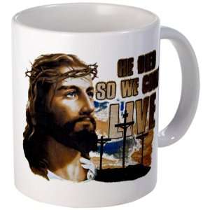  Mug (Coffee Drink Cup) Jesus He Died So We Could Live 