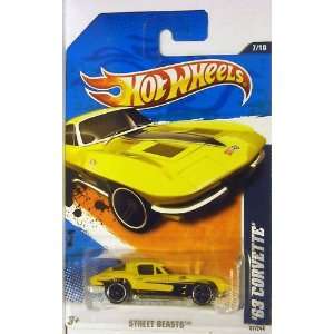 Hot Wheels 2011   Street Beasts 7/10   63 Corvette (Yellow) 87/244