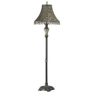  Crackle Glass Floor Lamp with Gold Vine Shade