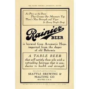   Brewing & Malting Co. Rainier Beer   Original Print Ad