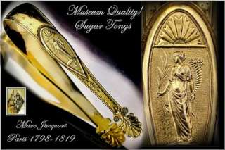 Rare Museum Quality Antique French Vermeil Sugar Tongs  