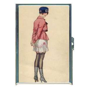  1919 Sexy French Pin Up Garter ID Holder, Cigarette Case 