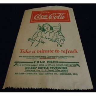Vintage Coca Cola Bag2 No Drip Bottle Protector CHICAGO  
