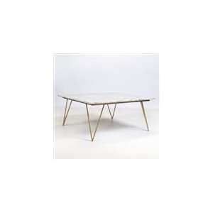  Neal Gold Leafed Coffee Table w/ White Marble Top by 
