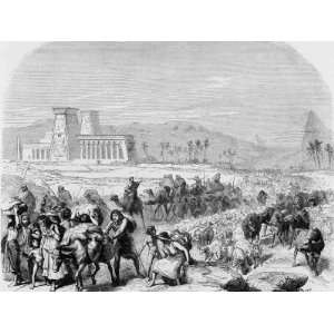  Century Engraving Showing the Departure of the Israelites from Egypt 