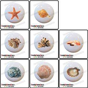   Shell Design Ceramic Knobs Pull Kitchen Drawer Cabinet Bar 618  