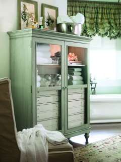 Spanish Moss Finish Country Cabinet Hutch  