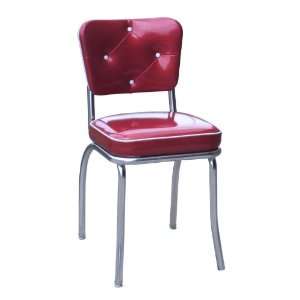  Diamond Back Diner Chair   Red and Silver 