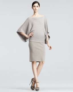 Ribbed Off the Shoulder Sweater & Merino Pencil Skirt