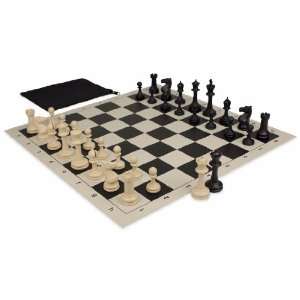   Plastic Chess Set in Black & Tan School Package   Black Toys & Games