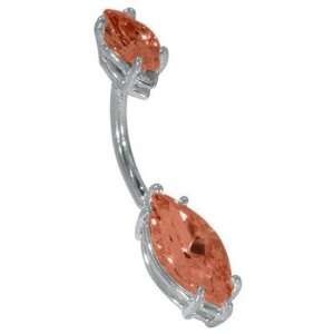   Ruby Solid 14K White Gold Belly Ring   (July) FreshTrends Jewelry