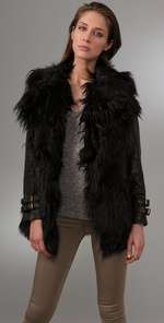 GAR DE Joffre Curly Fur Coat with Leather Sleeves  