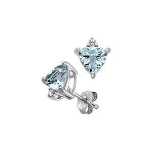   White Gold, Aquamarine Fashion Earrings with Diamond Accents Jewelry