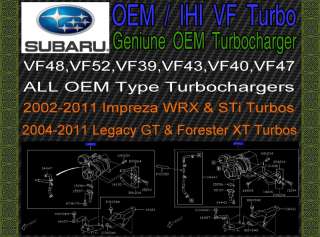   Subaru OEM Turbo Turbocharger VF48 VF52 VF39 VF43 VF40 VF47 WRX STi