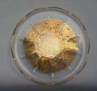 Vintage Georges Briard Signed Glass Plate Platter Gold and Clear 
