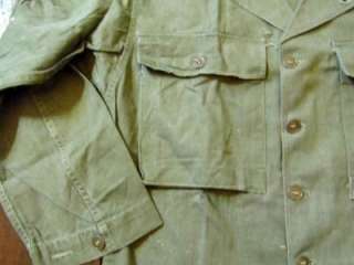 WWII US Army Olive Drab HBT Fatigue Shirt Jacket 36R  