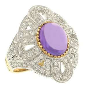  Antique Amethyst 3.35cttw Ring with Diamonds 1.00cttw 