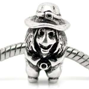 )  Witch  Antiqued Silver Bead Charm Spacer Pandora 