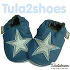   SOFT LEATHER BABY BOYS BLUE SILVER STAR SHOES 0 6 6 12 12 18 18 24 M