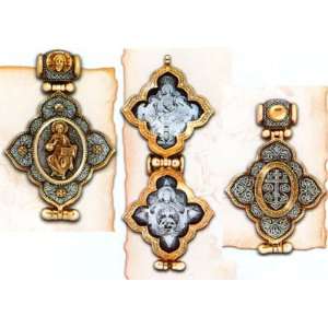  Locket Silver & Gold Gilt Cross, Orthodox Cross 