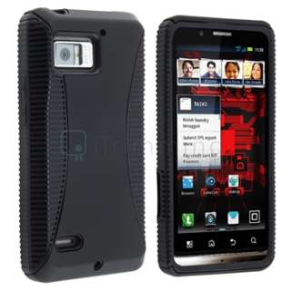 Black Hybrid TPU Hard Case+Privacy Film+USB For Motorola Droid Bionic 